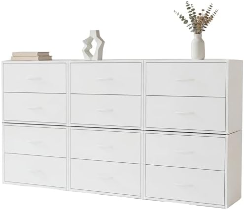PrimeZone 2 Wood Drawers Closet Dresser Storage Organizer Stackable 6 Packs