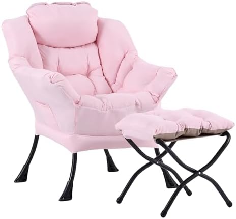 Lazy Chair with Ottoman, Comfy Accent Reading Chair