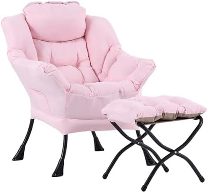 Lazy Chair with Ottoman, Comfy Accent Reading Chair