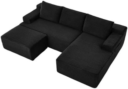 96IN U Shaped Boneless Sectional Compressed Cloud Couches