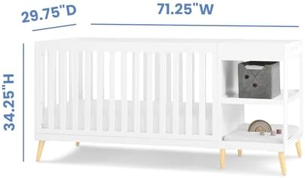 Delta Children Essex 4-in-1 Convertible Crib and Changer, Bianca White w/Natural Twinkle Galaxy Dual Sided Recycled Fiber Core Crib and Toddler Mattress (Bundle)