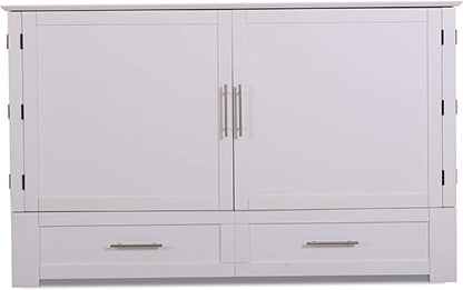 Mega Solutions Emurphybed Daily Delight Murphy Cabinet Chest Bed with Charging Station 8 Inch, Queen (White)
