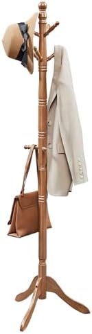 VASAGLE Freestanding Coat Rack, Rubber Wood Coat Tree with 9 Hooks