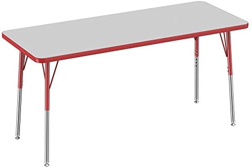 FDP 24" x 60" Rectangle Table with Swivel Glide Legs - Gray/Red