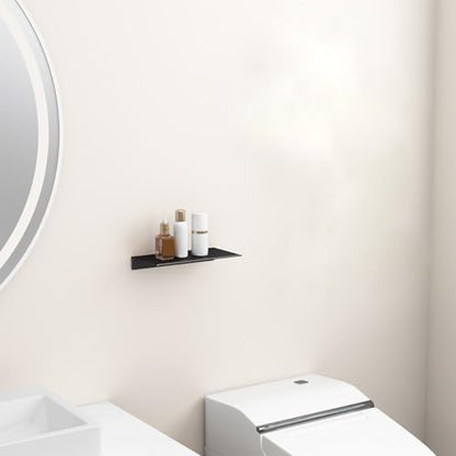 8 inch Small Floating Shelf for Wall Organizer & Storage, Mini Display Shelf, Metal Wall Shelf for Bathroom, Living Room, Kitchen, Bedroom(Matte Black)