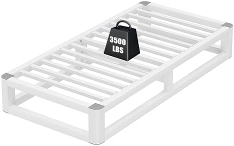 10 Inch Metal Twin Bed Frames with Rounded Corner, Steel Support