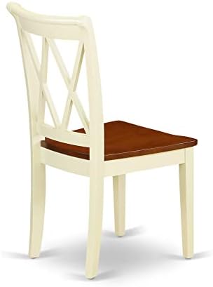 East West Furniture CLC-BMK-W Clarksville Dining Room Chairs - Double Cross Back Wood Seat Chairs, Set of 2, Buttermilk & Cherry