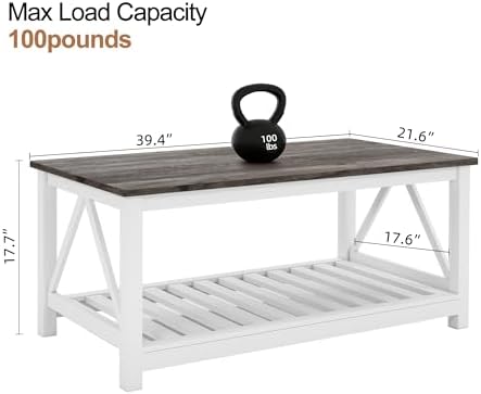 Coffee Table with Storage Small White Farmhouse Coffee Table for Livingroom