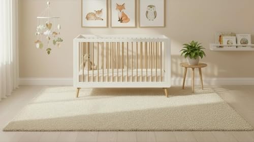 Tatum 3-in-1 Convertible Crib with Guardrail- White and Natural