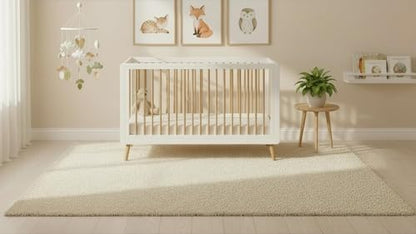 Tatum 3-in-1 Convertible Crib with Guardrail- White and Natural