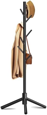 8-Hook Freestanding Coat Rack 3 Adjustable Heights Sturdy Black