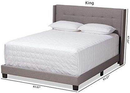 Baxton Studio Beds (Box Spring Required), King, Grey
