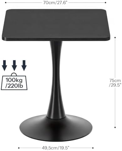 HOOBRO Dining Table, Square Dining Table for 2, 27.6" Dining Room Table for Small Spaces, Tulip Kitchen Table, Anti-Slip Heavy Base, Easy to Assemble, for Living Room, Kitchen, Black BB18CZ01