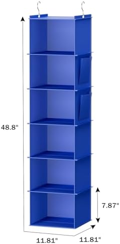 YOUDENOVA Hanging Closet Organizer and Storage, 6-Shelf, Blue