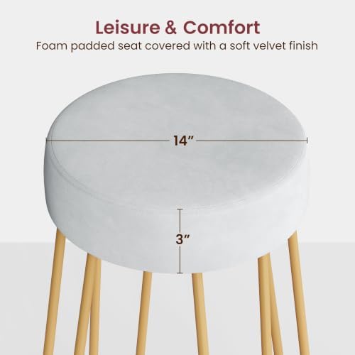 Yaheetech Bar Stools Set of 4, Velvet Counter Stools, Gold Metal Legs, Gray
