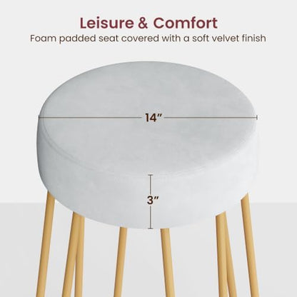 Yaheetech Bar Stools Set of 4, Velvet Counter Stools, Gold Metal Legs, Gray