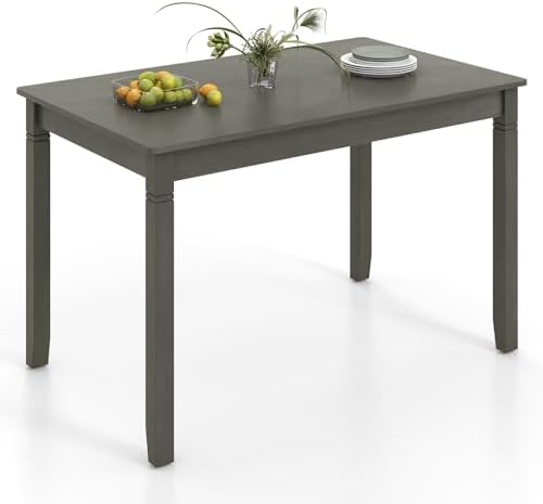 GIANTEX Dining Table for 4 People, 48” x 27.5” Kitchen Table with Wood Legs, Rectangular Dinner Tables for Small Space, Apartment, Living Room, Dinette, Load 330 Lbs, Dining Room, Grey
