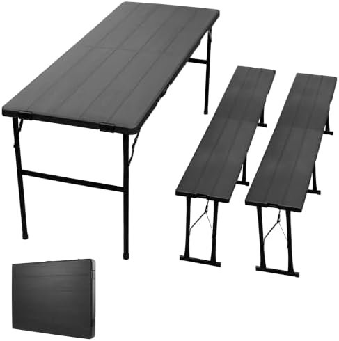 Camping table folding table and chairs foldable picnic table Portable Black