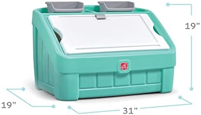 Step2 2-in-1 Toy Box & Art Lid, Kids Toy Storage Bin & Organizer, Easel & Chest in One, Made of Durable Plastic, For Toddlers 2+ Years Old, Mint