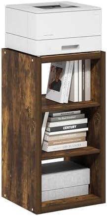 3-Cube Bookshelf, Cubicle Shelf Bookcase with Open Back, Position Reversible Book Shelf, 15 x 16 x 44, for Home Office, Living Room, Amber Pine