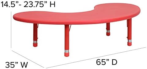 EMMA + OLIVER Red 65x35 Adjustable Height Activity Table