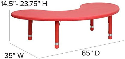 EMMA + OLIVER Red 65x35 Adjustable Height Activity Table