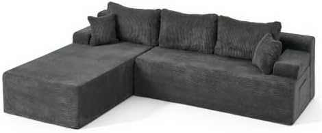 Fond&Found Modular Sectional Sofa Boneless Cloud Couch with Corduroy Cover