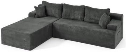 Fond&Found Modular Sectional Sofa Boneless Cloud Couch with Corduroy Cover