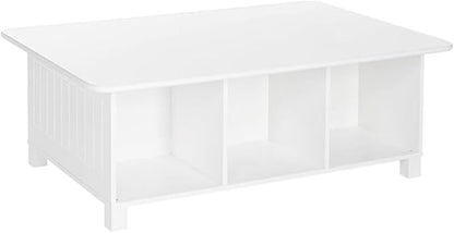 RiverRidge Kids Desk and Activity Table with 6 Storage Cubbies for Folding Bins - Art Craft or Train Table Design for Play Area Toy Organization - White
