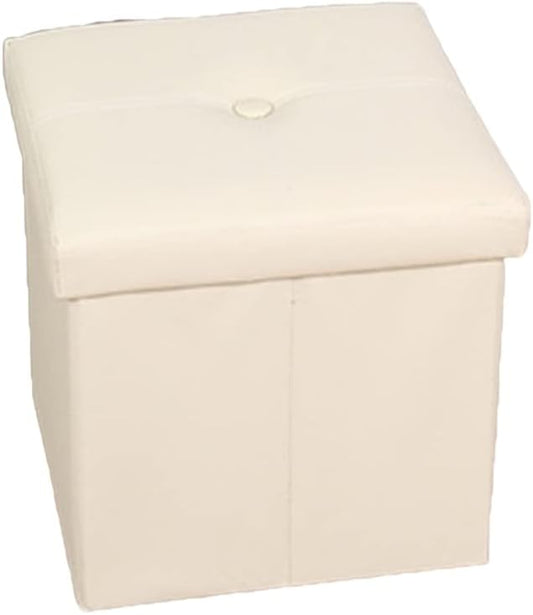 Zerodeko Ottoman Storage Box, Beige, Linen Fabric, Foldable, Portable, Footrest, Storage Basket, Small Stool, Lightweight, Convenient for Travel, Outdoor Activities