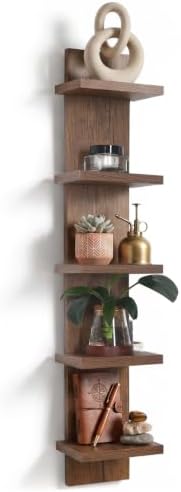 5 Tier Floating Wall Shelf Unit, Brown