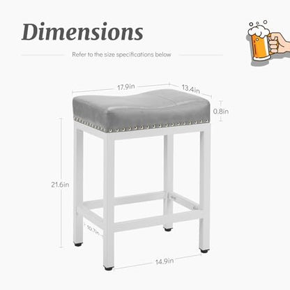 DUMOS 24 Inch Counter Height Bar Stools Set of 2, Kitchen Island, Grey