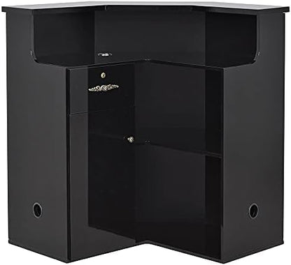 Dir Reception Area Counter, Receptionist Desk, Lobby Check-in Desk with LED Lights Valencia, Black