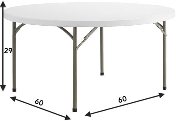 Set 5 Pack! 60-Inch Round Granite White Plastic Folding Tables - Heavy Duty Banquet Tables
