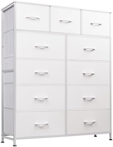WLIVE Tall Dresser for Bedroom, 11 Drawer Chest of Drawers, White