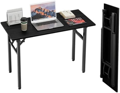 TEMI Small Computer Desk Folding Table - 43.3" Foldable Office Desk, No Assembly, Perfect for Small Spaces in Bedroom, or Apartment, Portable Mini Desk or Study Table Compact Design, Dark Oak