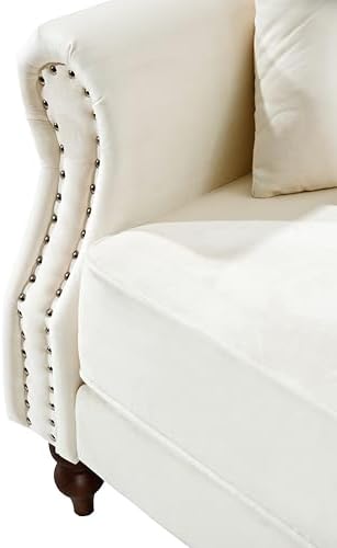 Legend Vansen 87.8 inchs Convertible Velvet Bed Sleeper Futon Sofas, Cream