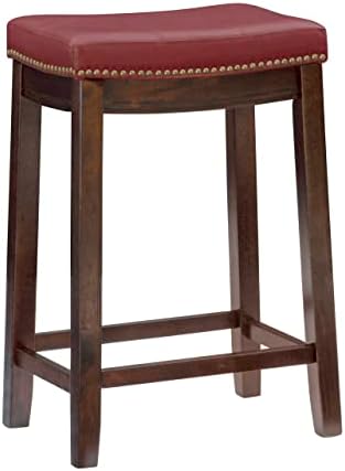 Linon Claridge Red Counter Stool, 26" x 18" x 12.75"