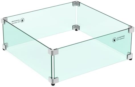 Skyflame 19" Square Fire Pit Screen Glass Wind Guard
