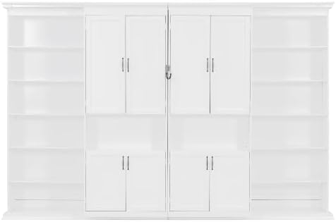 SOFTSEA Space-Saving Queen Size Murphy Bed with Shelves, White