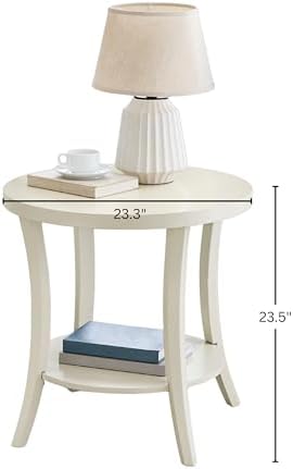 Roundhill Furniture Perth Contemporary Round End Table with Shelf