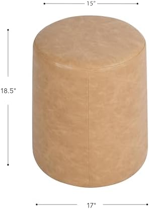 Spatial Order 17" Organic Shape Ottoman - Sand Faux Leather