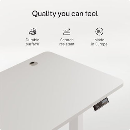 Desktronic HomePro Standing Desk 60x30 — Made in Europe, Ergonomic Sit Stand Home Office Desk, Electric Height Adjustable, Dual Motor, USB & USB-C Charging, Wobble-Free, Touchscreen, 3 Memory Presets