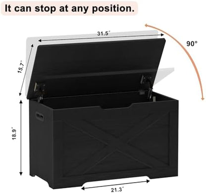 31.5" Storage Chest, Wooden Storage Bench, Entryway Shoes Bench
