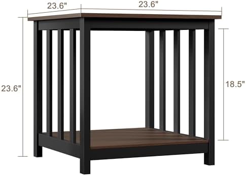Large End Tables Living Room with 2-Tier Storage Shelf