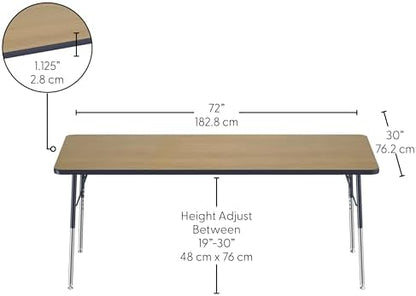 FDP 30" x 72" Rectangle Table with Swivel Glide Legs - Pasadena Oak/Navy