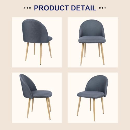 Lightdot Dining Chairs Set of 2, Linen Fabric Upholstered Kitchen Chairs
