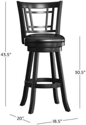 Hillsdale Fairfox 30.5" Wood Swivel Bar Height Stool, Black