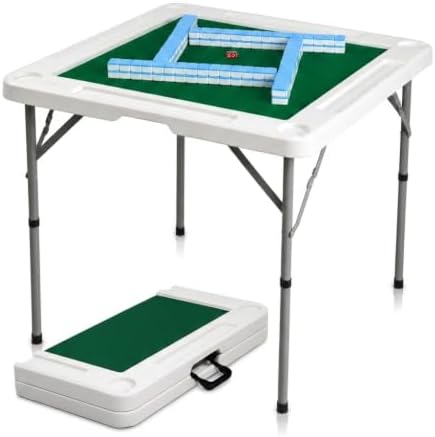 Byliable 34.6" Folding Mahjong Table, Portable Game Table with Cup Holders