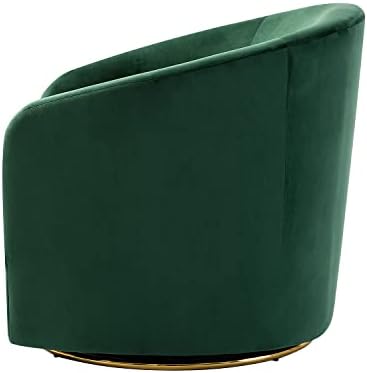 HULALA HOME Swivel Accent Chair with Gold Metal Base, Contemporary Velvet Curved Swivel Barrel Chair, Upholstered Club Armchair, Leisure Single Sofa for Living Room, Nursery, Bedroom(Green)